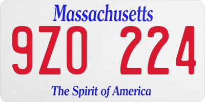 MA license plate 9ZO224