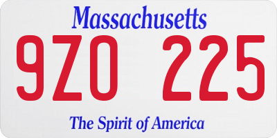 MA license plate 9ZO225