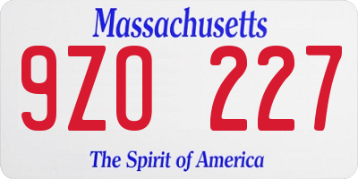 MA license plate 9ZO227