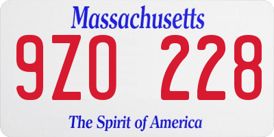 MA license plate 9ZO228