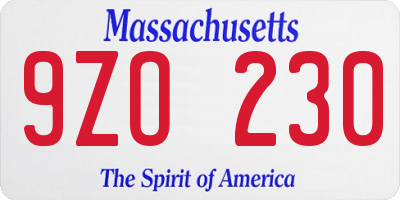 MA license plate 9ZO230