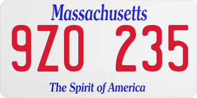 MA license plate 9ZO235