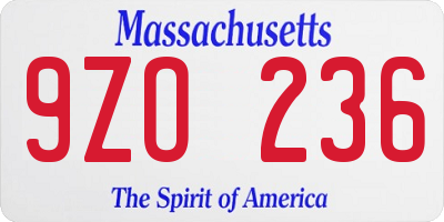 MA license plate 9ZO236