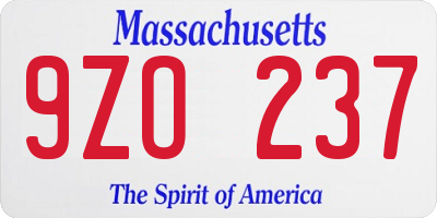 MA license plate 9ZO237