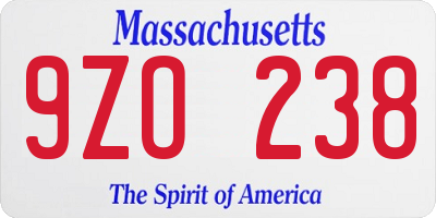 MA license plate 9ZO238