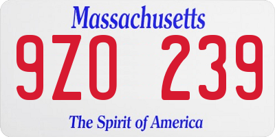 MA license plate 9ZO239