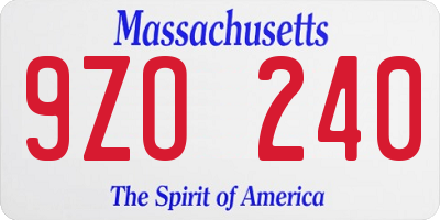 MA license plate 9ZO240