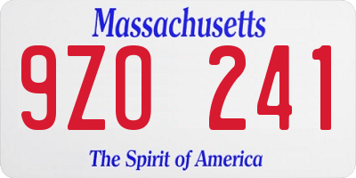 MA license plate 9ZO241