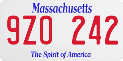 MA license plate 9ZO242