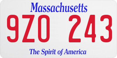 MA license plate 9ZO243