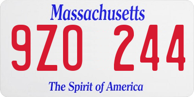 MA license plate 9ZO244