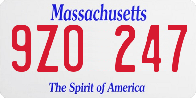 MA license plate 9ZO247