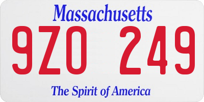 MA license plate 9ZO249