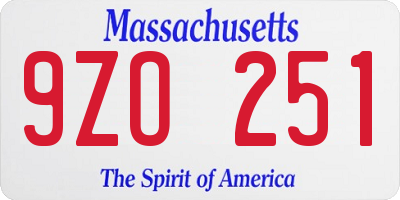 MA license plate 9ZO251