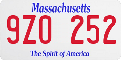 MA license plate 9ZO252