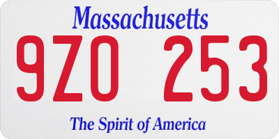 MA license plate 9ZO253