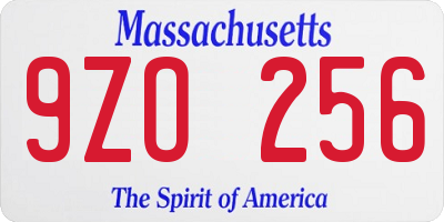 MA license plate 9ZO256