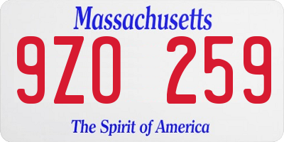 MA license plate 9ZO259