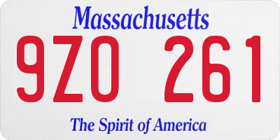 MA license plate 9ZO261
