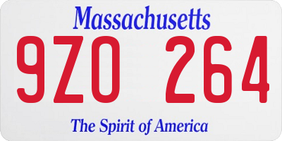 MA license plate 9ZO264