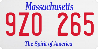 MA license plate 9ZO265