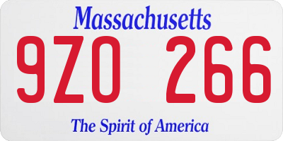 MA license plate 9ZO266