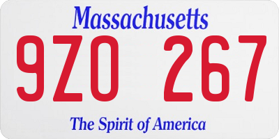 MA license plate 9ZO267