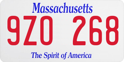 MA license plate 9ZO268