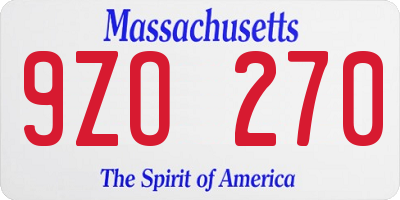 MA license plate 9ZO270