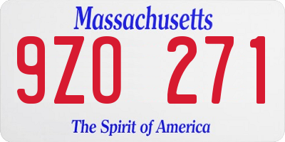 MA license plate 9ZO271