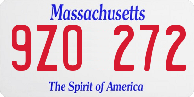 MA license plate 9ZO272