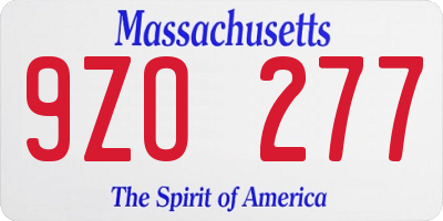 MA license plate 9ZO277
