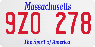 MA license plate 9ZO278