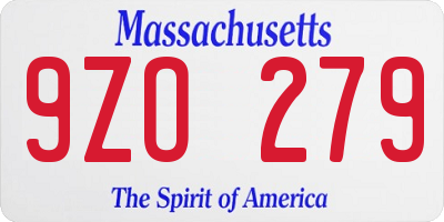 MA license plate 9ZO279