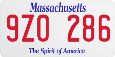 MA license plate 9ZO286