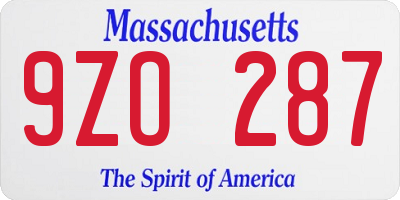 MA license plate 9ZO287