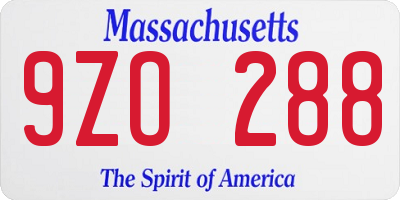 MA license plate 9ZO288