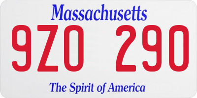 MA license plate 9ZO290