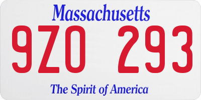 MA license plate 9ZO293