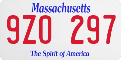 MA license plate 9ZO297