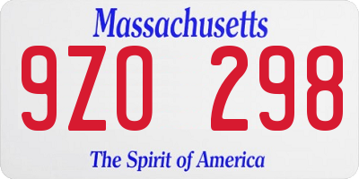 MA license plate 9ZO298