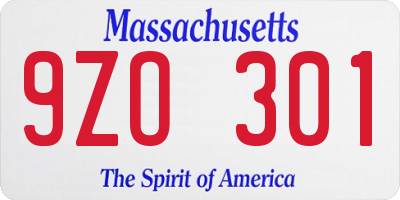 MA license plate 9ZO301