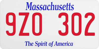 MA license plate 9ZO302