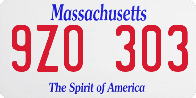 MA license plate 9ZO303