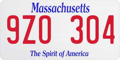 MA license plate 9ZO304