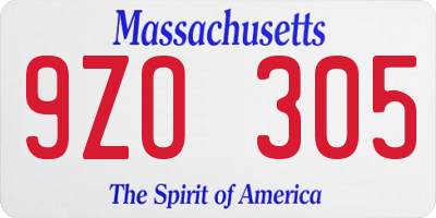 MA license plate 9ZO305