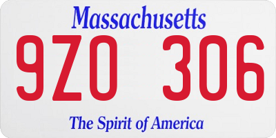 MA license plate 9ZO306