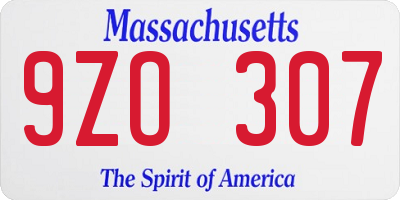 MA license plate 9ZO307