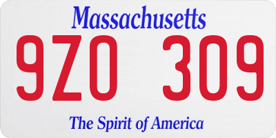 MA license plate 9ZO309