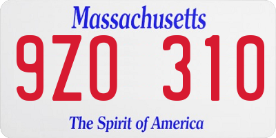 MA license plate 9ZO310